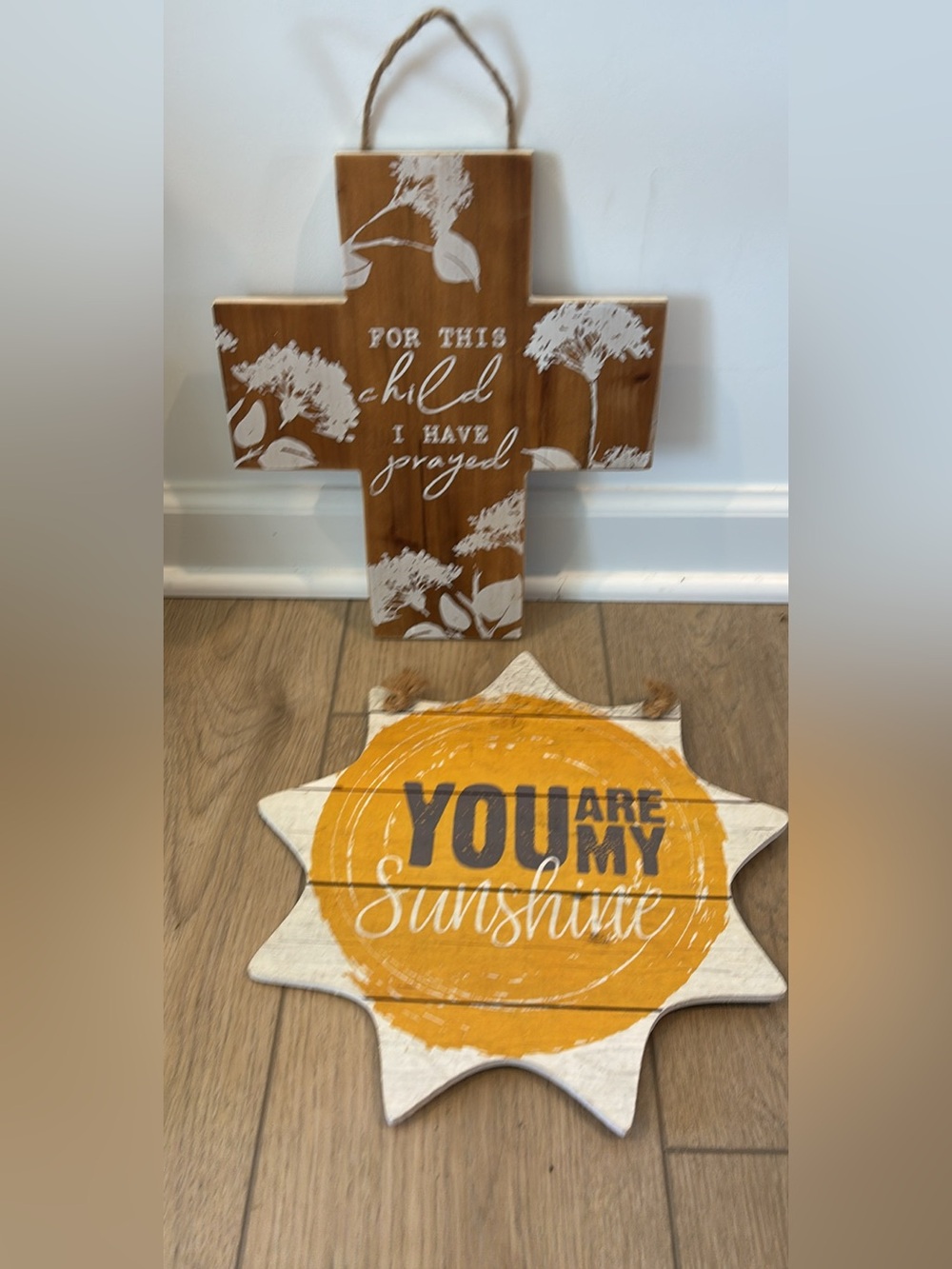Nursery Decor: Rustic Brown & White Cross Wall Decor with Script